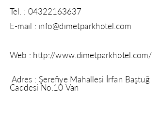 Dimet Park Hotel iletiim bilgileri